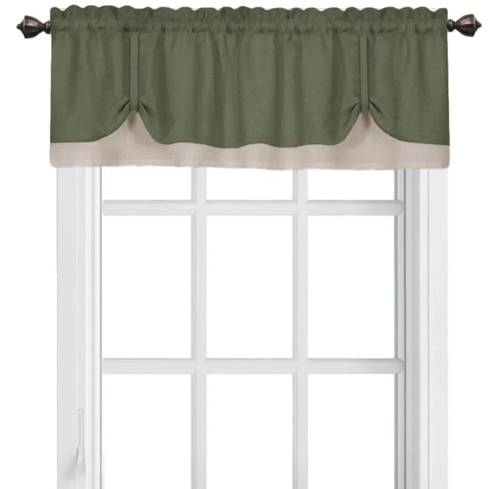 Woven Trends Two-Tone Window Curtain Tier Pair & Valance Set, Double Layer Small